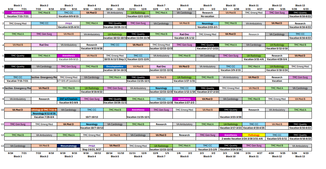 TY Sample Schedule